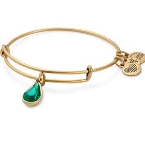 Swarovski Teardrop Emerald Birthstone Charm Bangle- Alex and Ani